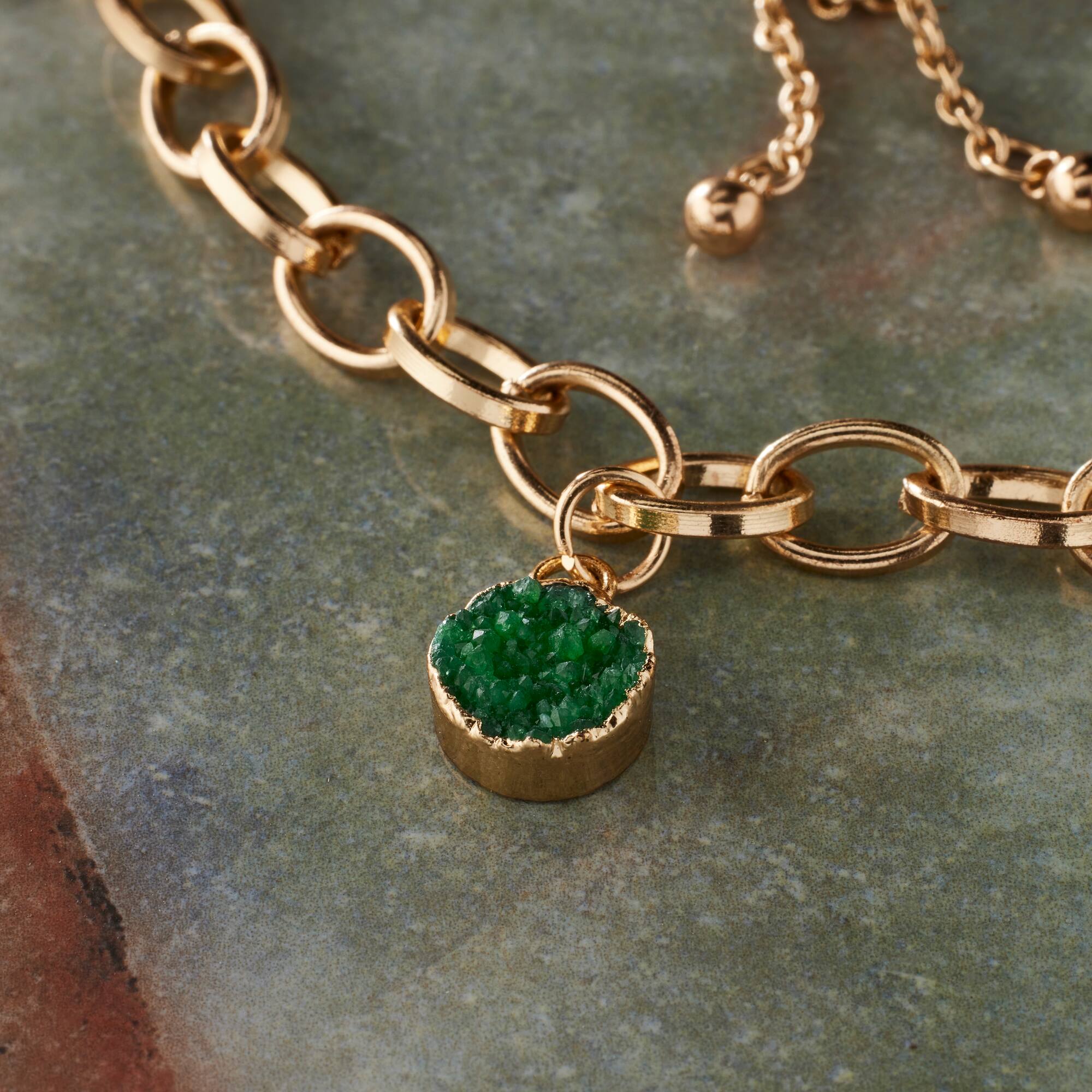Round Green Dyed Quartz Charm by Bead Landing™